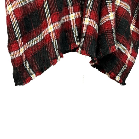 Loft Red and Black Plaid Poncho Size M/L - Picture 2 of 7